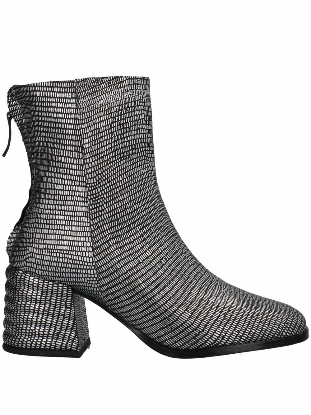 Emanuelle Vee Metallic Silver Lizard Embossed Leather Ankle Boots, Size 10, NEW
